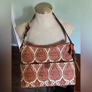 Spartina 449 Daufuskie Island Burnt Orange Red Ikat Shoulder Bag